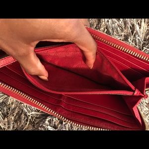 Red genuine leather Michael Kors wallet